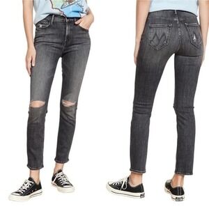 MOTHER The Mid Rise Dazler Ankle Jeans Open Later Distressed Grey‎ Size 25